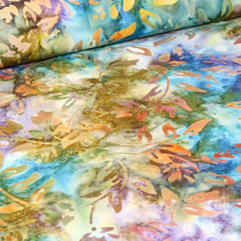 Tissu Batik  Tumkur sur fond Bleu