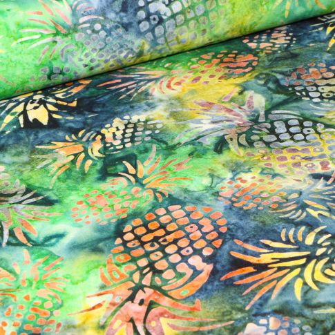 Tissu Batik  Taj sur fond Vert