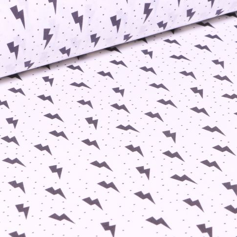 Tissu Batman Eclairs sur fond Blanc