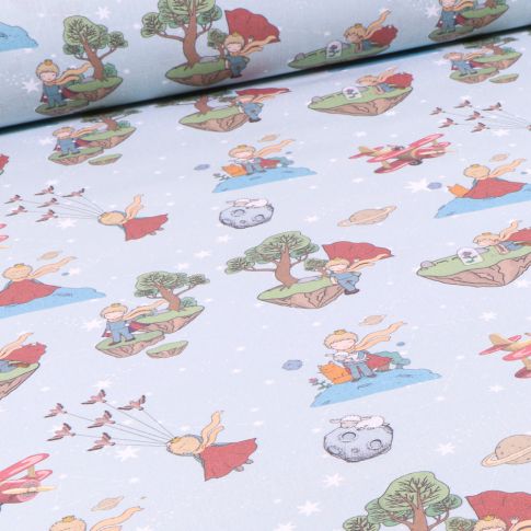 Tissu Le Petit prince sur fond Bleu ciel