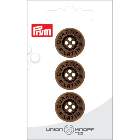 Bouton Prym Métal Jeans Quartier Latin 20 mm x3 - Laiton vieilli