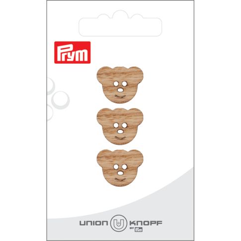 Bouton Prym Tête Ours 18 mm x3 - Bois