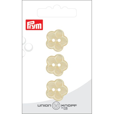 Bouton Prym Fleur effet nacré 18 mm x3 - Jaune