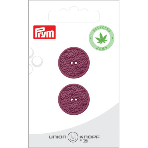 Bouton Prym Chanvre/Polyester recyclé Géométrique 20 mm x2 - Vieux rose