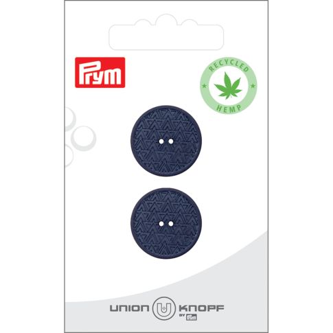 Bouton Prym Chanvre/Polyester recyclé Géométrique 20 mm x2 - Bleu marine
