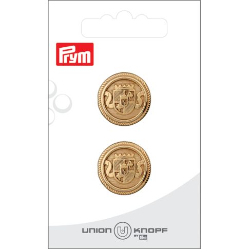 Bouton Prym Métal Blason Betty 20 mm x2 - Or