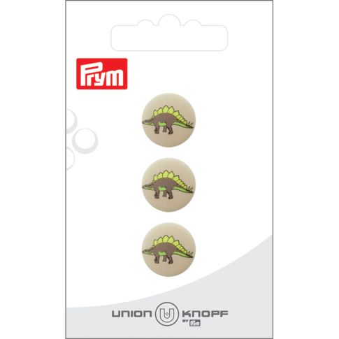Bouton Prym Dinosaure 15 mm x3 - Stégosaure