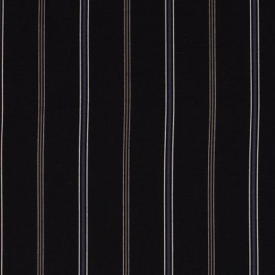 Tissu crêpe imprimé Rayures bleues et beiges sur fond Noir - Par 10 cm