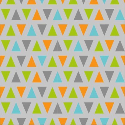 Tissu Jersey Coton Triangles multicolores sur fond Gris - Par 10 cm