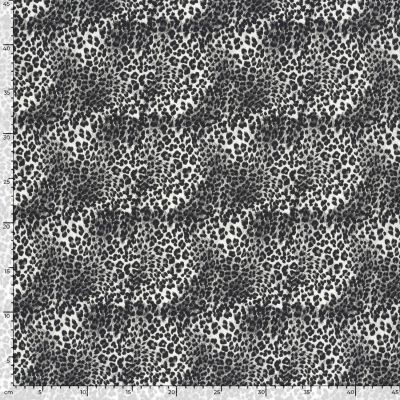 Tissu Sweat léger French Terry Alya léopard Noir sur fond Blanc - Par 10 cm