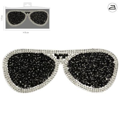 Ecusson Thermocollant Lunette Strass Noir