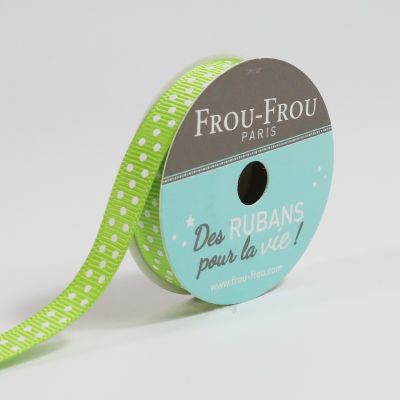 Bobinette Ruban Gros grain Pois Frou-Frou Jardin d&#039;oliviers - 10 mm x 4 mètres