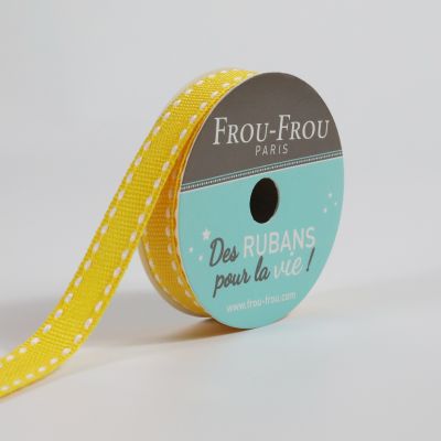 Bobinette Ruban Gros grain Surpiqué Frou-Frou Tournesol - 10 mm x 4 mètres