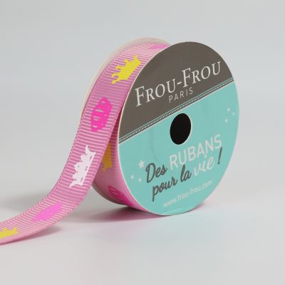Bobinette Ruban Gros grain motif princesse Frou-Frou Pommette - 16 mm x 4 mètres
