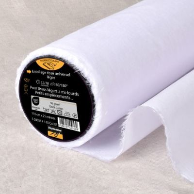 Entoilage tissé Thermocollant Coton T90 Blanc - Par 10 cm