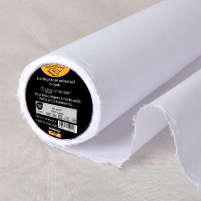 Entoilage tissé Thermocollant Coton T100 Blanc - Par 10 cm