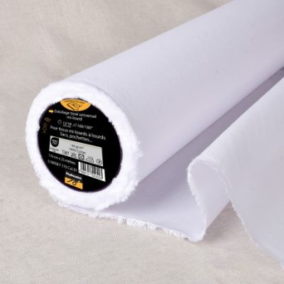 Entoilage tissé Thermocollant Coton T140 Blanc - Par 10 cm