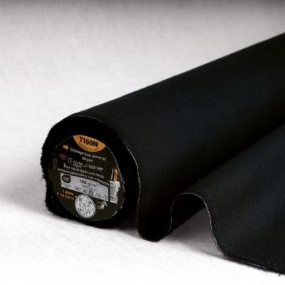 Entoilage tissé Thermocollant Coton T100N Noir - Par 10 cm
