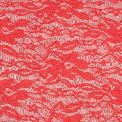 Tissu Dentelle extensible Saumon - Par 10 cm