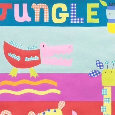 Tissu Alexander Henry Monkey&#039;s Bizness Gingham Jungle Brite x10cm