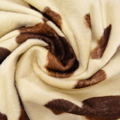 Tissu Velours Peau de bête Vache Ecru et marron x10cm