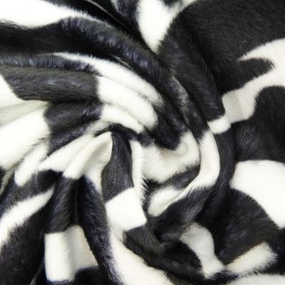Tissu Velours Peau de bête Zèbre Blanc et noir x10cm