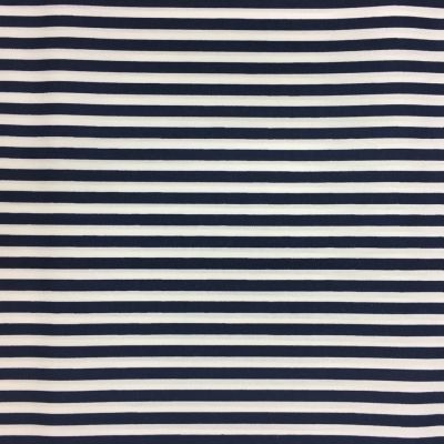 Tissu Coton imprimé marinière Bleu marine et blanc - Par 10 cm