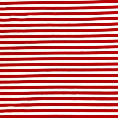 Tissu Coton imprimé marinière Rouge et blanc - Par 10 cm