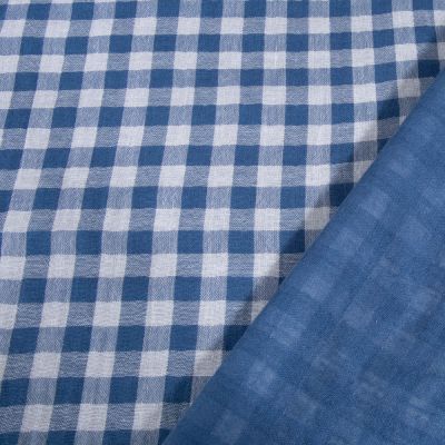 Tissu Double gaze Carreaux Vichy Bleu marine - Par 10 cm