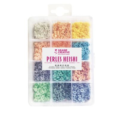 Coffret de perles Heishi 6 mm - 12 couleurs Pastel