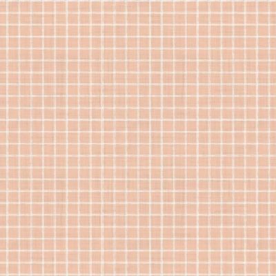 Tissu Coton enduit Carreaux blancs sur fond Rose nude - Par 10 cm