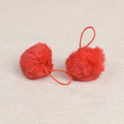 Pompon imitation fourrure 4 cm Rouge