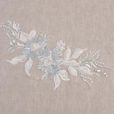 Ecusson à coudre Fleurs Mariage Blanc