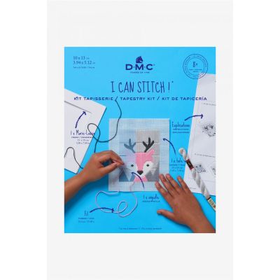 Kit Tapisserie point lancé DMC - Renne 10x13 cm