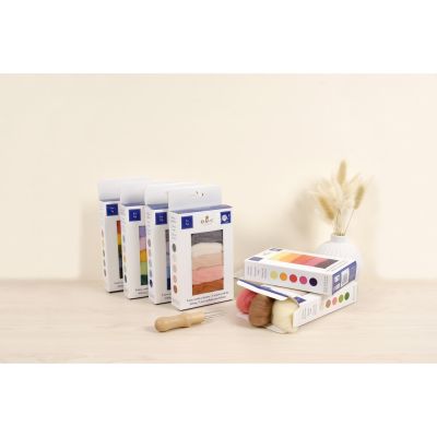 Laine cardée pour feutrage, paquet de 5 coloris Vitamine