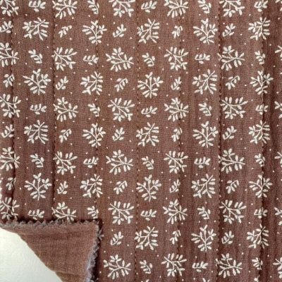 Tissu Double gaze Matelassée réversible Marron - Par 10 cm