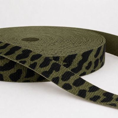 Sangle Polyester aspect Coton 30 mm Léopard kaki