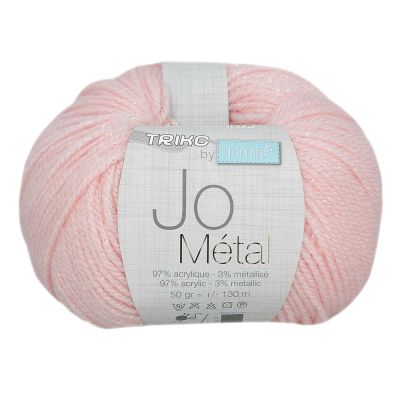 Pelote de fil à tricoter Jo Métal 50g - Rose clair