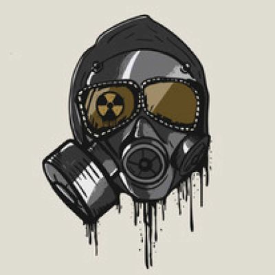 Sticker textile thermo-adhésif  7x7 cm - Masque à gaz  