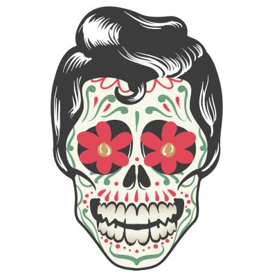 Sticker textile thermo-adhésif  7x7 cm - Tête mexicaine - homme 