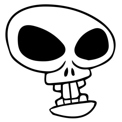 Sticker textile thermo-adhésif  7x7 cm - Tête de mort  rigolote 