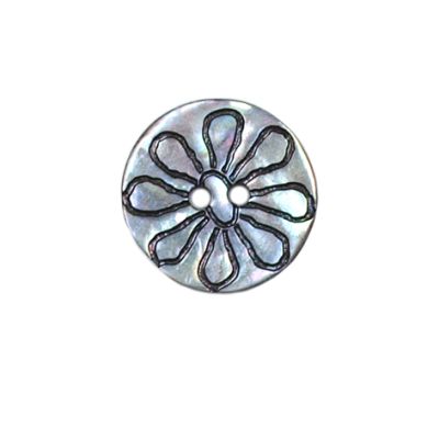 Bouton nacré fleur gravé Georgius 18 mm - Ecru
