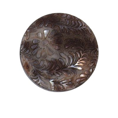 Bouton fleur gravé Pauline 27 mm - Marron