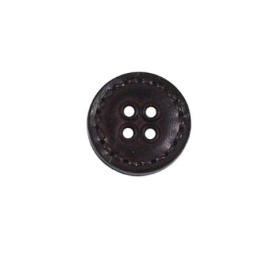 Bouton Joel aspect cuir 15 mm - Marron