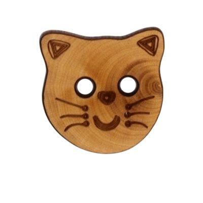 Bouton Johannes tête de chat en bois 25 mm