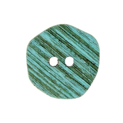 Boutons en bois rayé façon corne 27 mm - Bleu