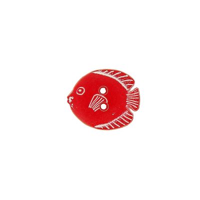 Bouton poisson rouge 15 mm - Rouge