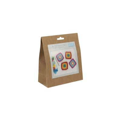 Kit Crochet débutant Carrés Granny couleurs vives