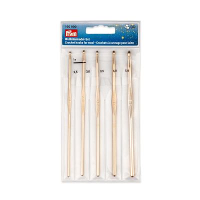 Set de 5 crochets Prym 2,5 à 5 mm - Doré