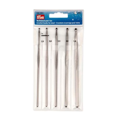 Set de 5 crochets Prym 2,5 à 5 mm - Argenté